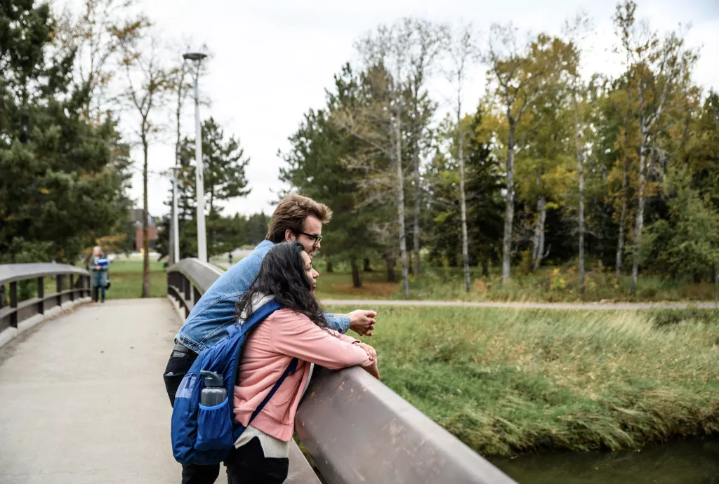 Students on bridge